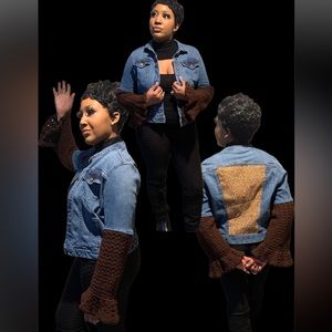 Custom denim crochet jacket